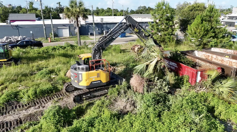 truck clearing land
